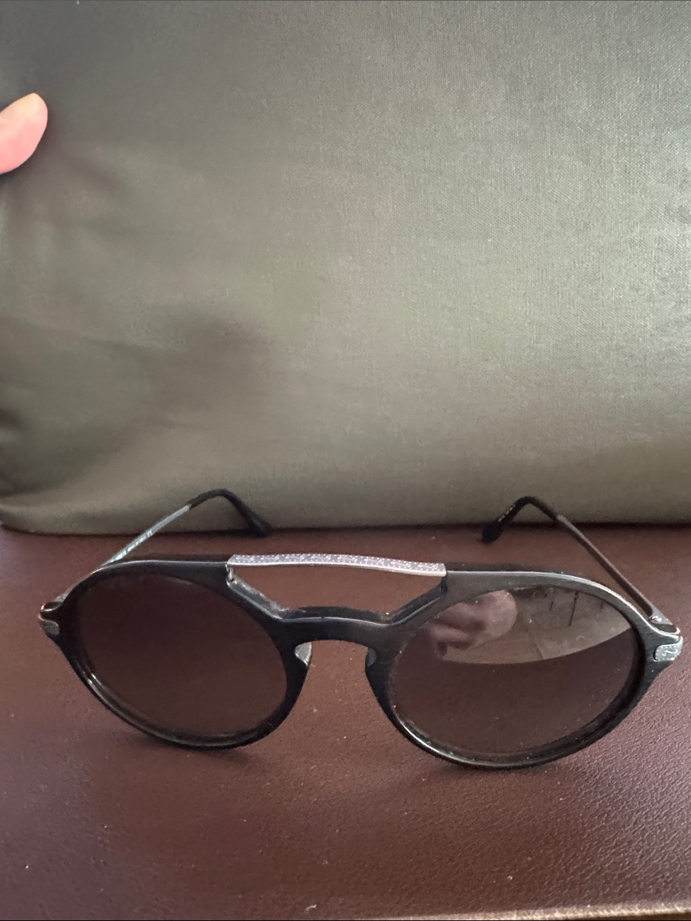 Giorgio Armani - Black Round Sunglasses with Double Bridge